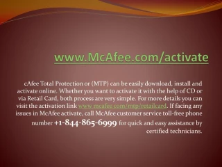 Instant mcafee activate Support go through www.mcafee.com/activate - slide 1
