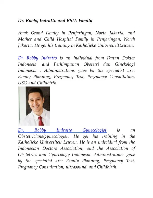 Dr. Robby Indratto and RSIA Family