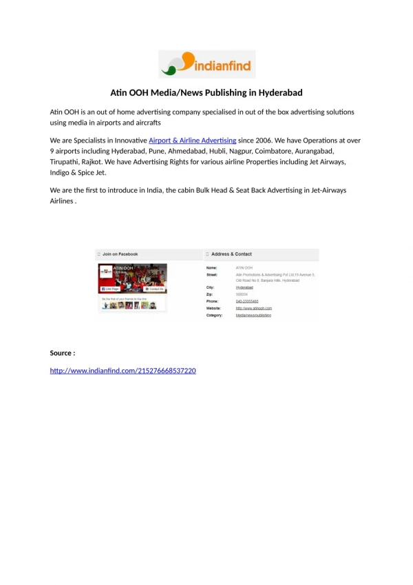 Atin OOH Media/News Publishing in hyderabad