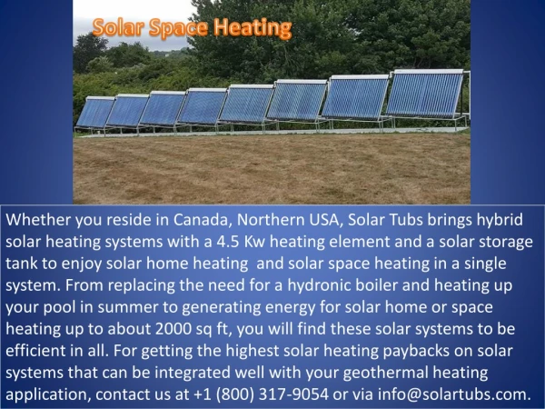 Solar Space Heating System