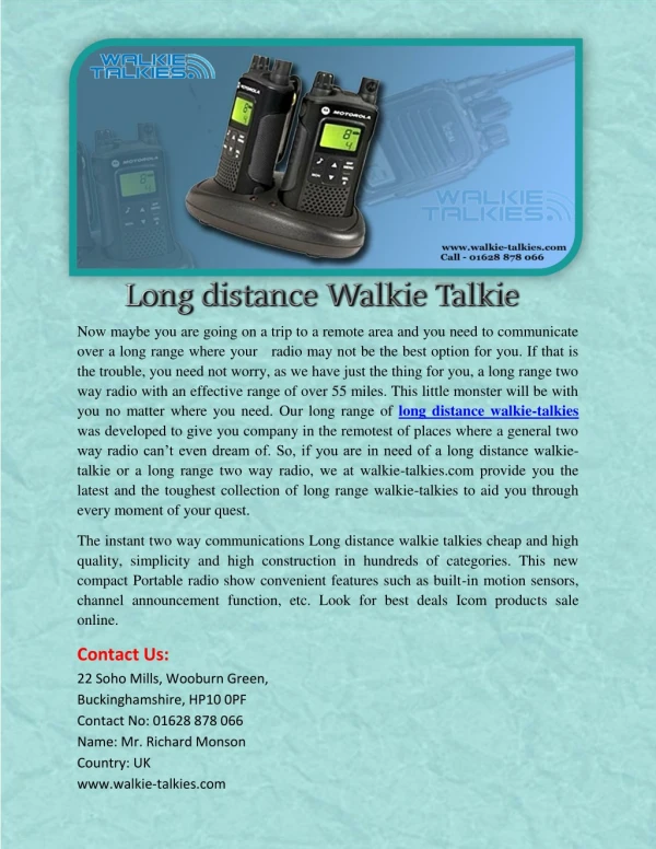 Long distance Walkie Talkie