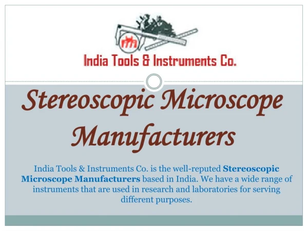 Stereoscopic Microscope Manufacturers