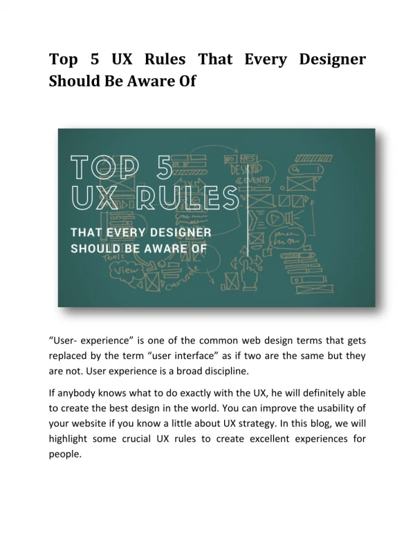 Top 5 UX Rules That Every Designer Should Be Aware Of