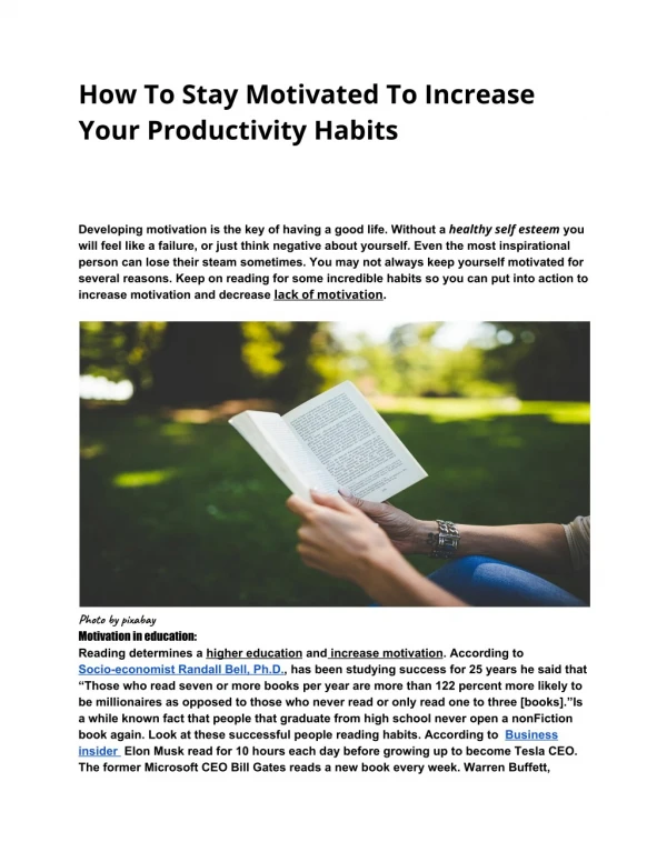 How To Stay Motivated To Increase Your Productivity Habits
