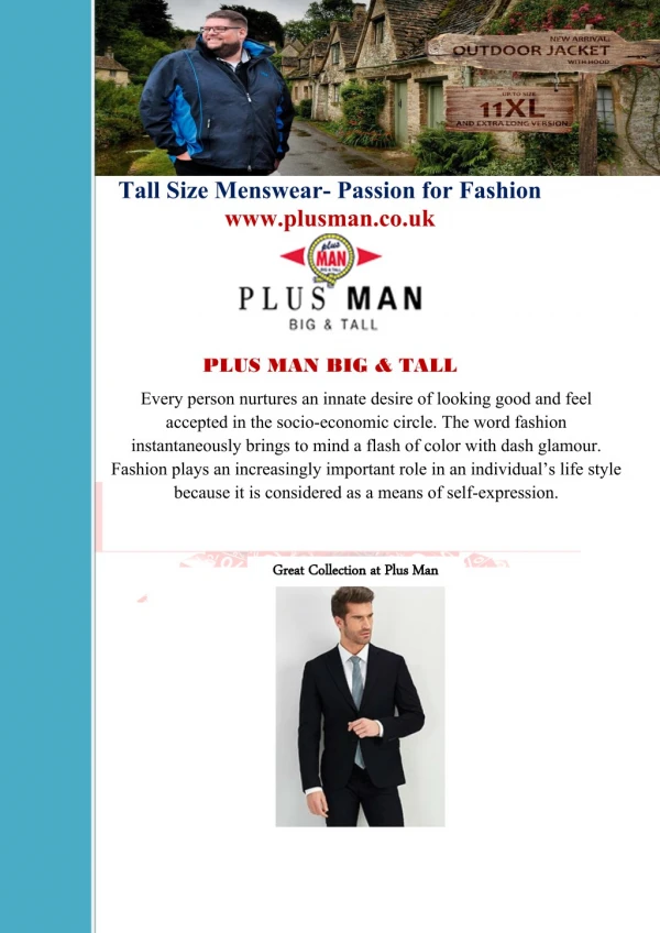 Tall Size Menswear- Passion for Fashion