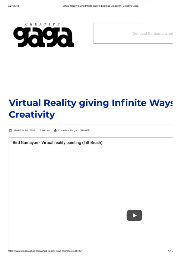Virtual reality giving infinite way to express creativity creative gaga