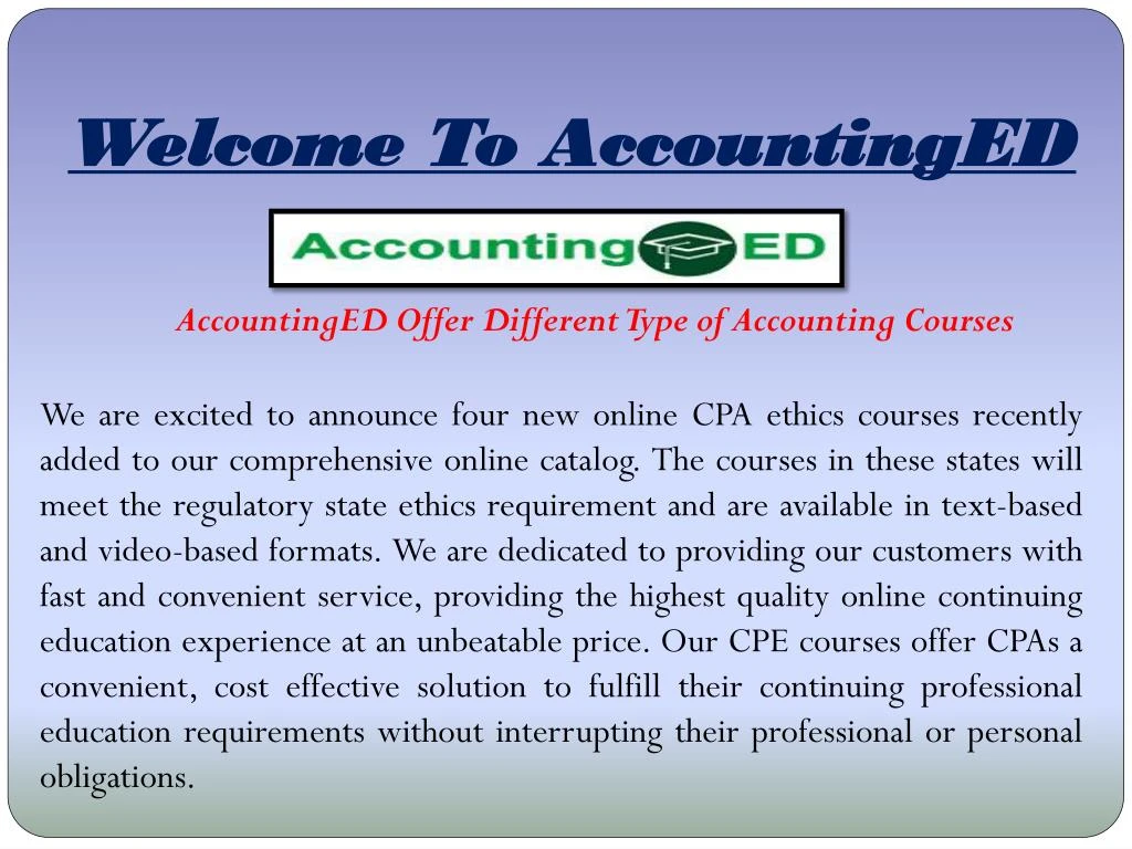 welcome to accountinged