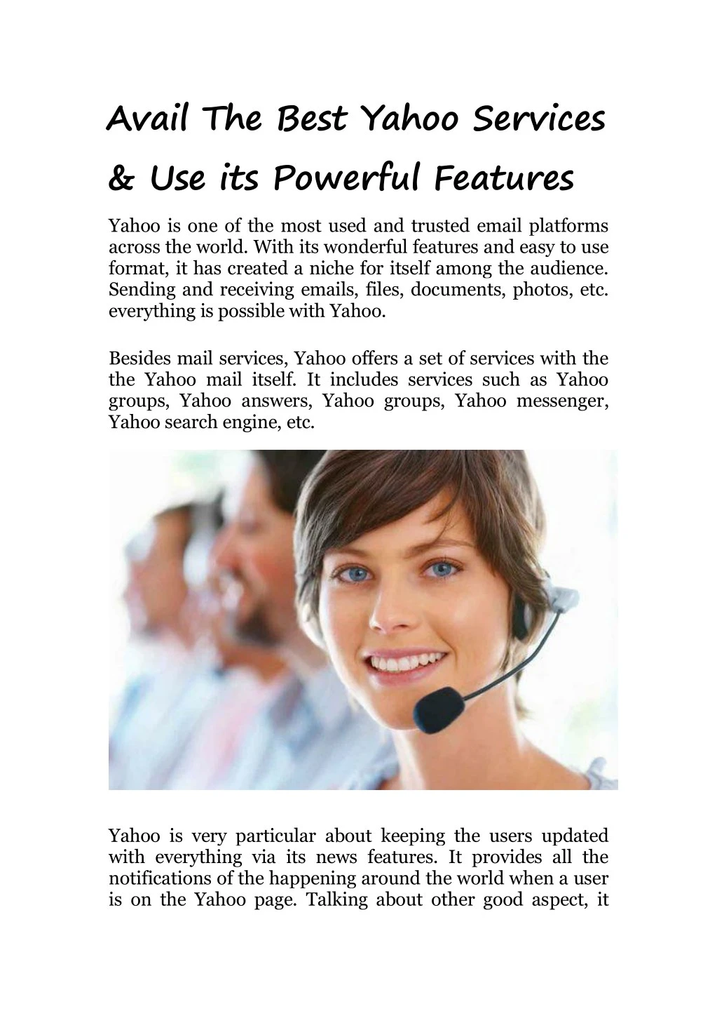 avail the best yahoo services use its powerful