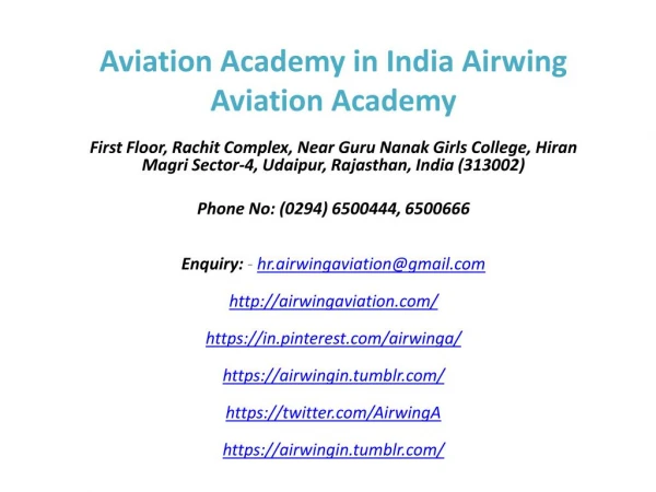 Aviation Academy in India Airwing Aviation Academy