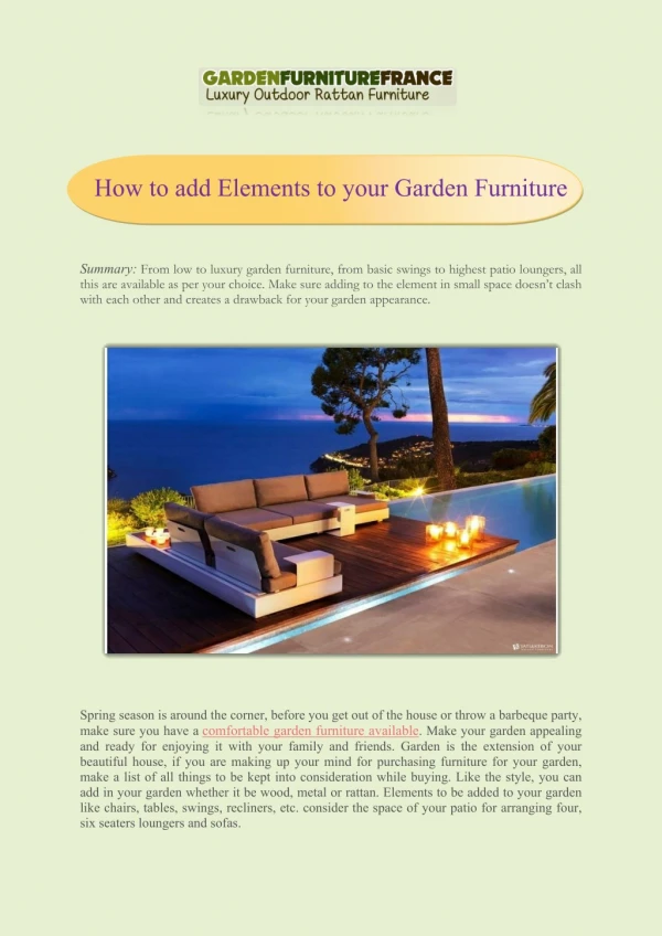 How to add Elements to your Garden Furniture