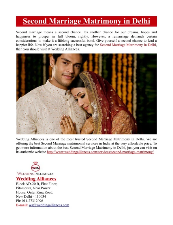 Second Marriage Matrimony in Delhi
