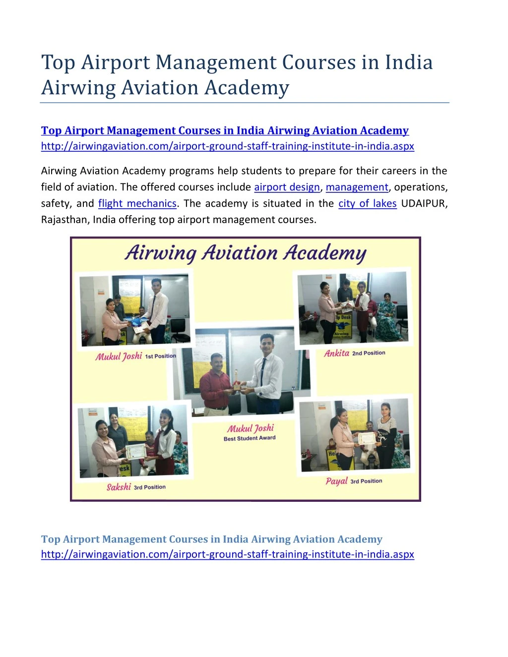 top airport management courses in india airwing