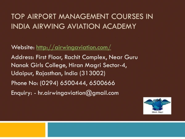 Top Airport Management Courses in India Airwing Aviation Academy