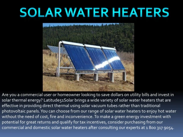 Solar Water Heaters at Latitude51 Solar