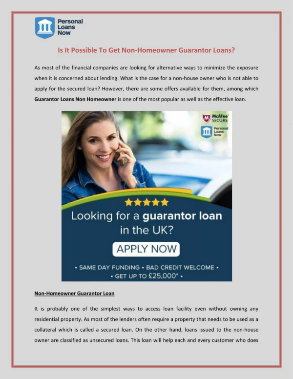 Is It Possible To Get Non-Homeowner Guarantor Loans?