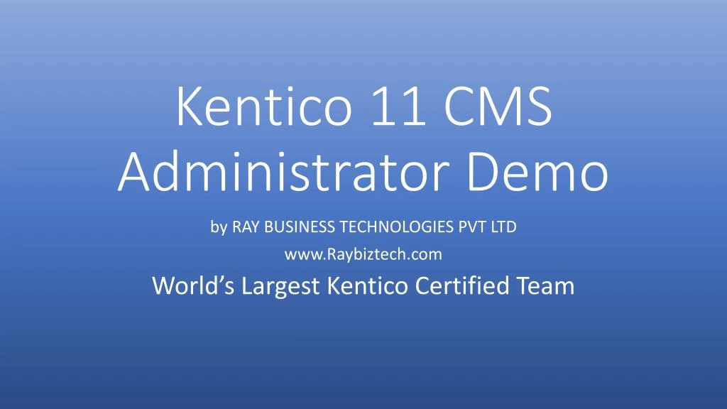 kentico 11 cms administrator demo