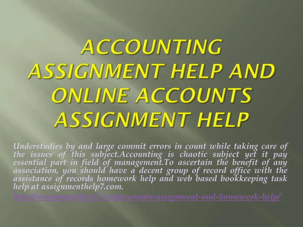 accounting assignment help and online accounts assignment help