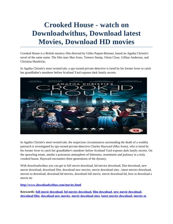 Crooked House- watch on Downloadwithus, Download latest Movies, Download HD movies