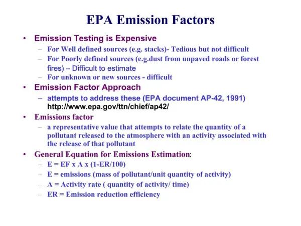 EPA Emission Factors