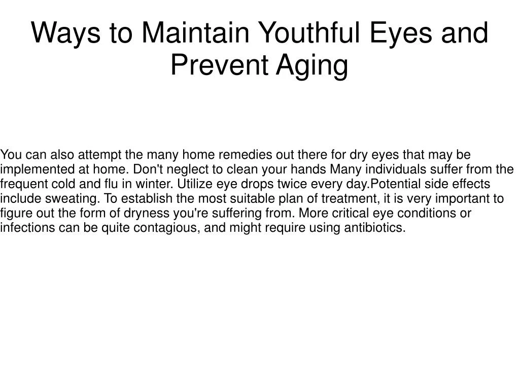 ways to maintain youthful eyes and prevent aging
