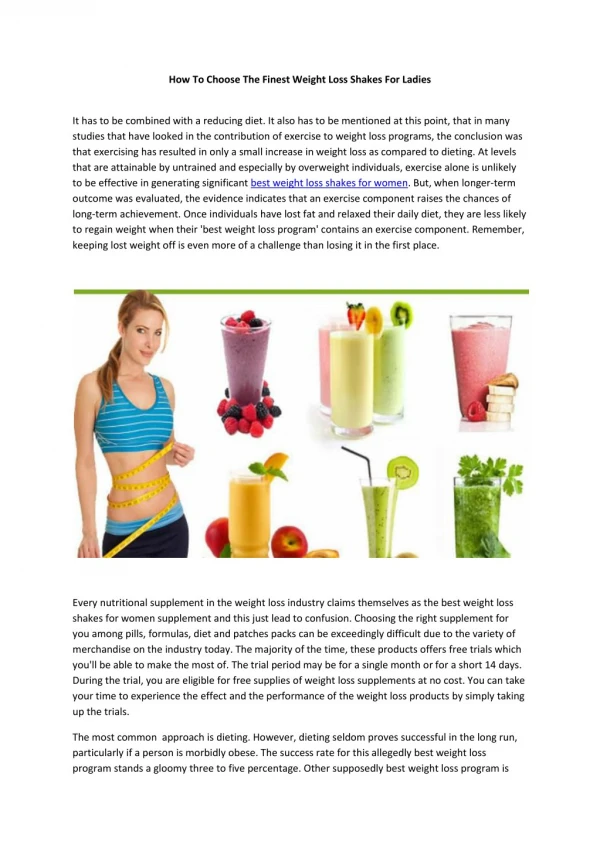 best weight loss shakes for women
