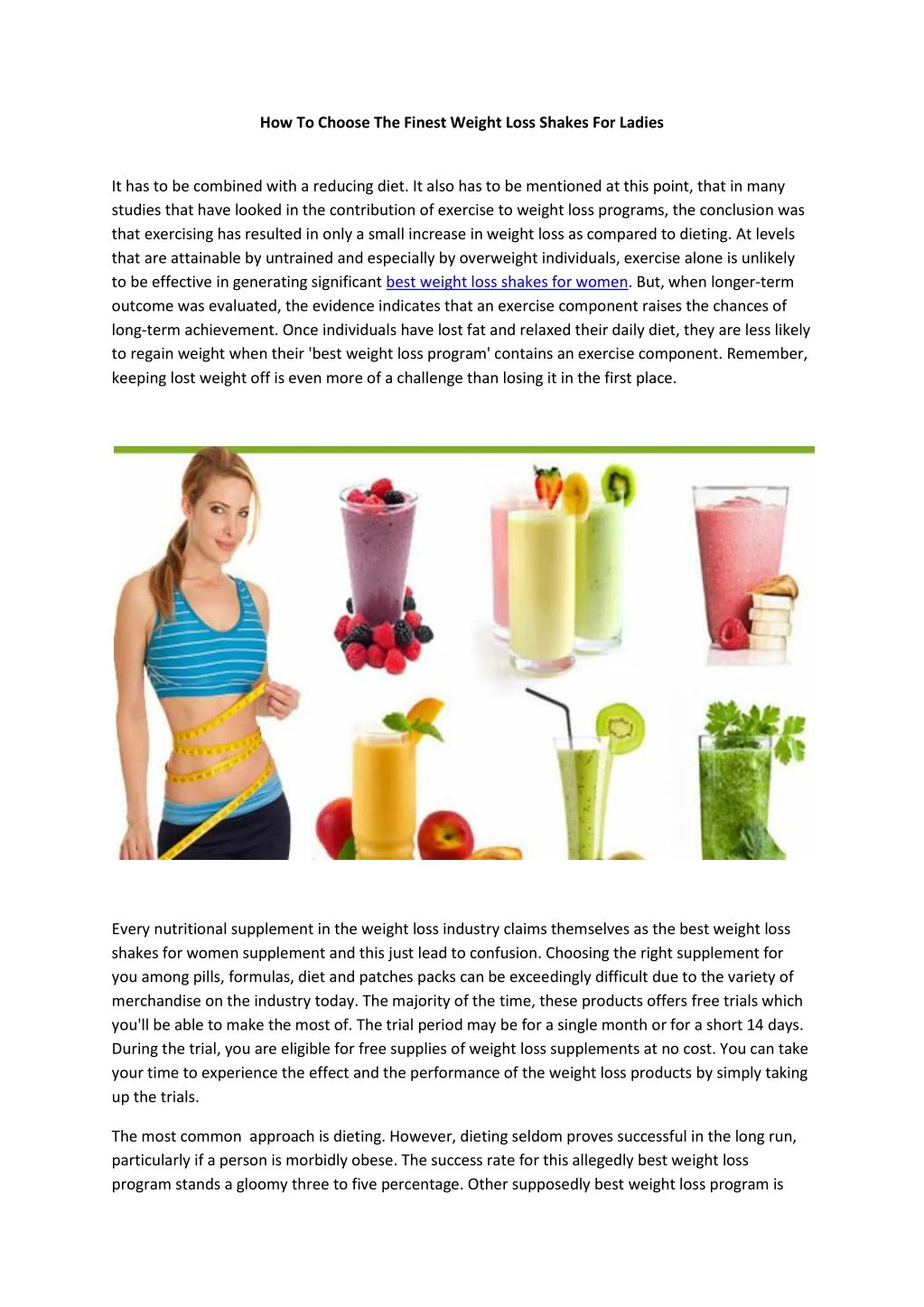 how to choose the finest weight loss shakes