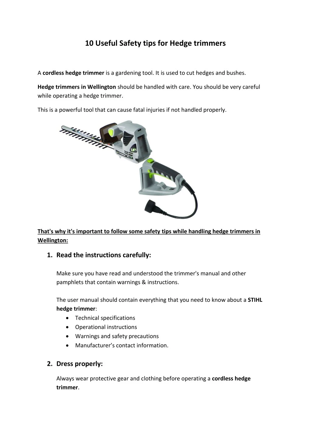 10 useful safety tips for hedge trimmers