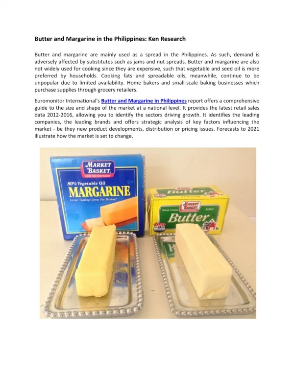 Philippines Butter and Margarine Market Growth Analysis, Market Value-Ken Research