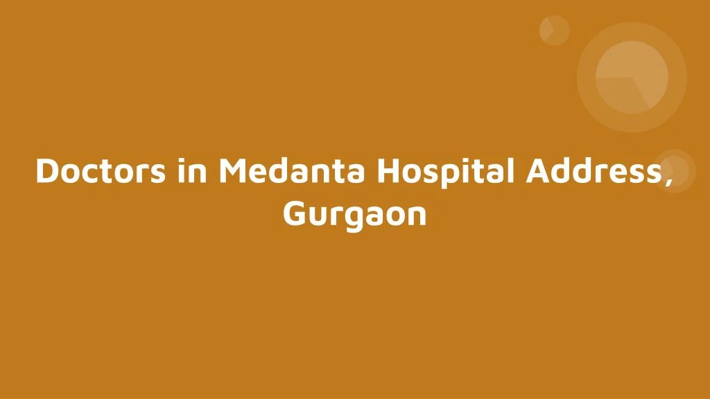 doctors in medanta hospital address gurgaon