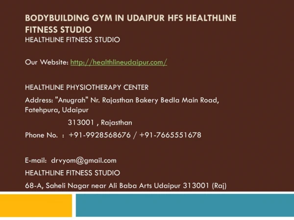 Bodybuilding Gym in Udaipur HFS Healthline Fitness Studio