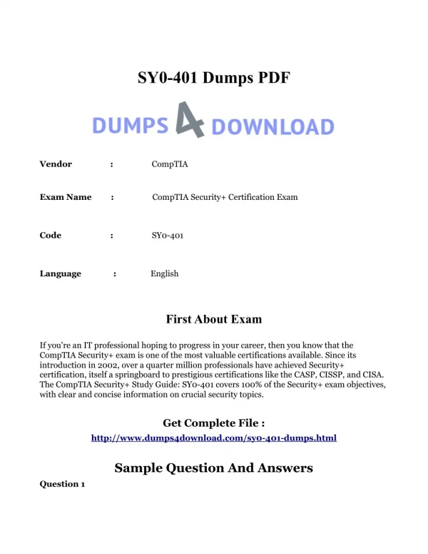 Best Ways To Prepare CompTIA SY0-401 Exam With SY0-401 VCE Dumps