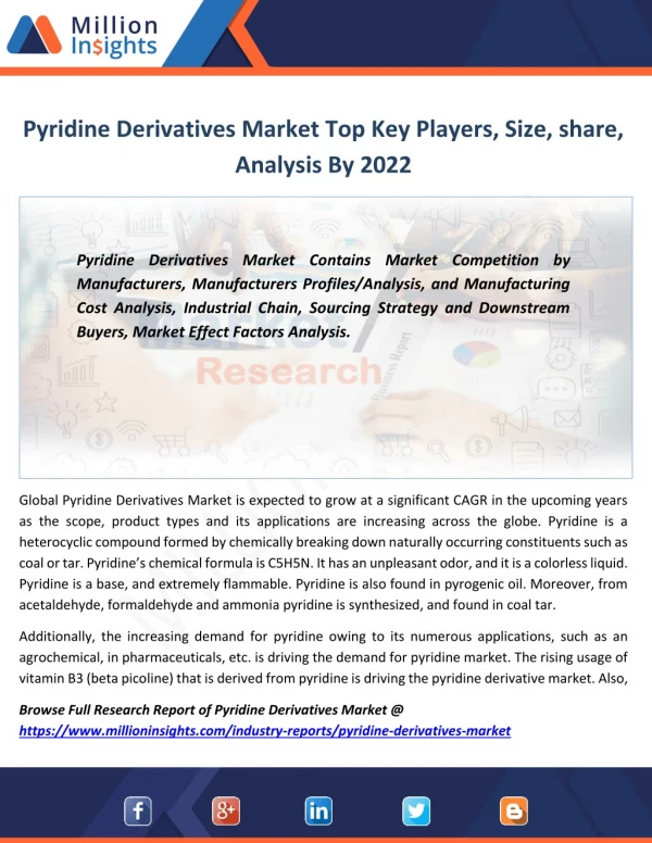 Pyridine Derivatives Industry Sales Area and Its Competitors, Product Category by 2022