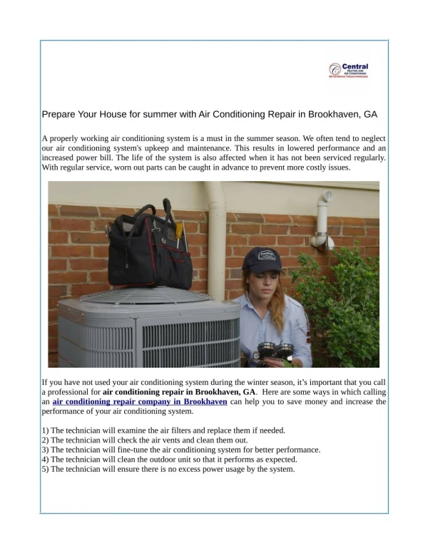 Prepare Your House for summer with Air Conditioning Repair in Brookhaven, GA