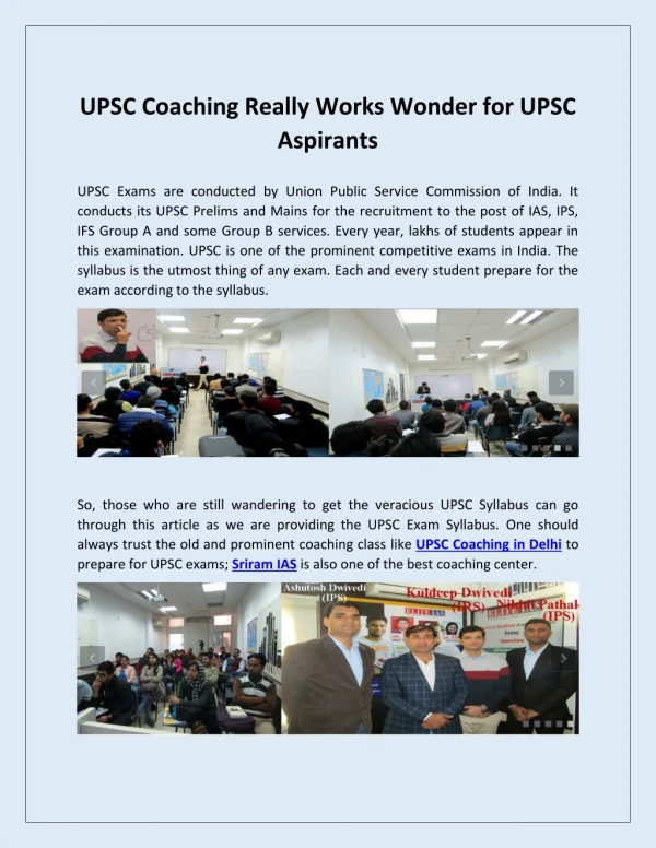 UPSC Coaching Really Works Wonder for UPSC Aspirants