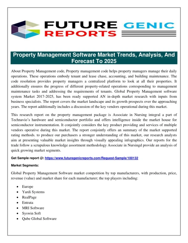 Property Management Software Market in US Industry : Insights, Development, Research and Forecast 2025