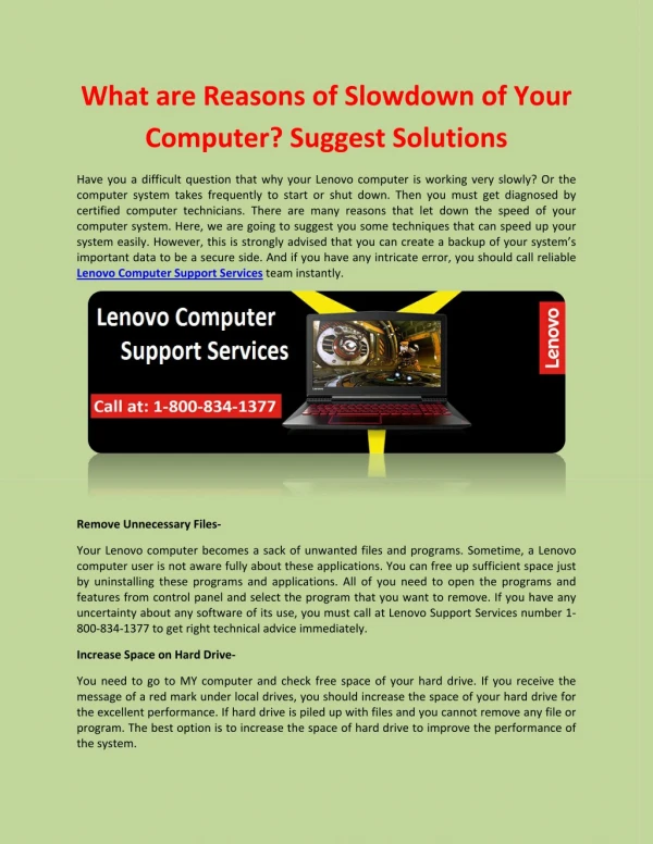 What are Reasons of Slowdown of Your Computer? Suggest Solutions