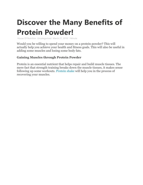 Discover the Many Benefits of Protein Powder!