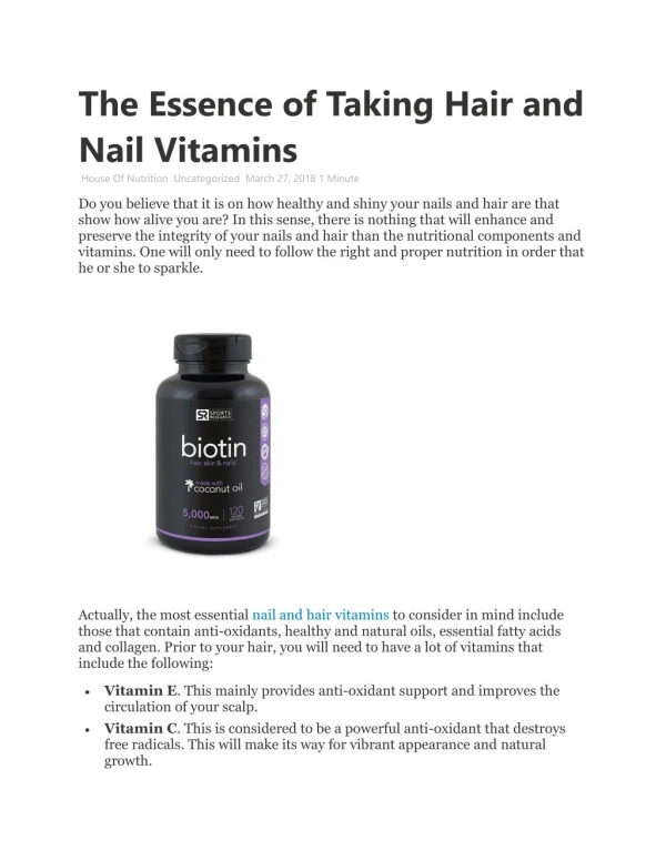The Essence of Taking Hair and Nail Vitamins