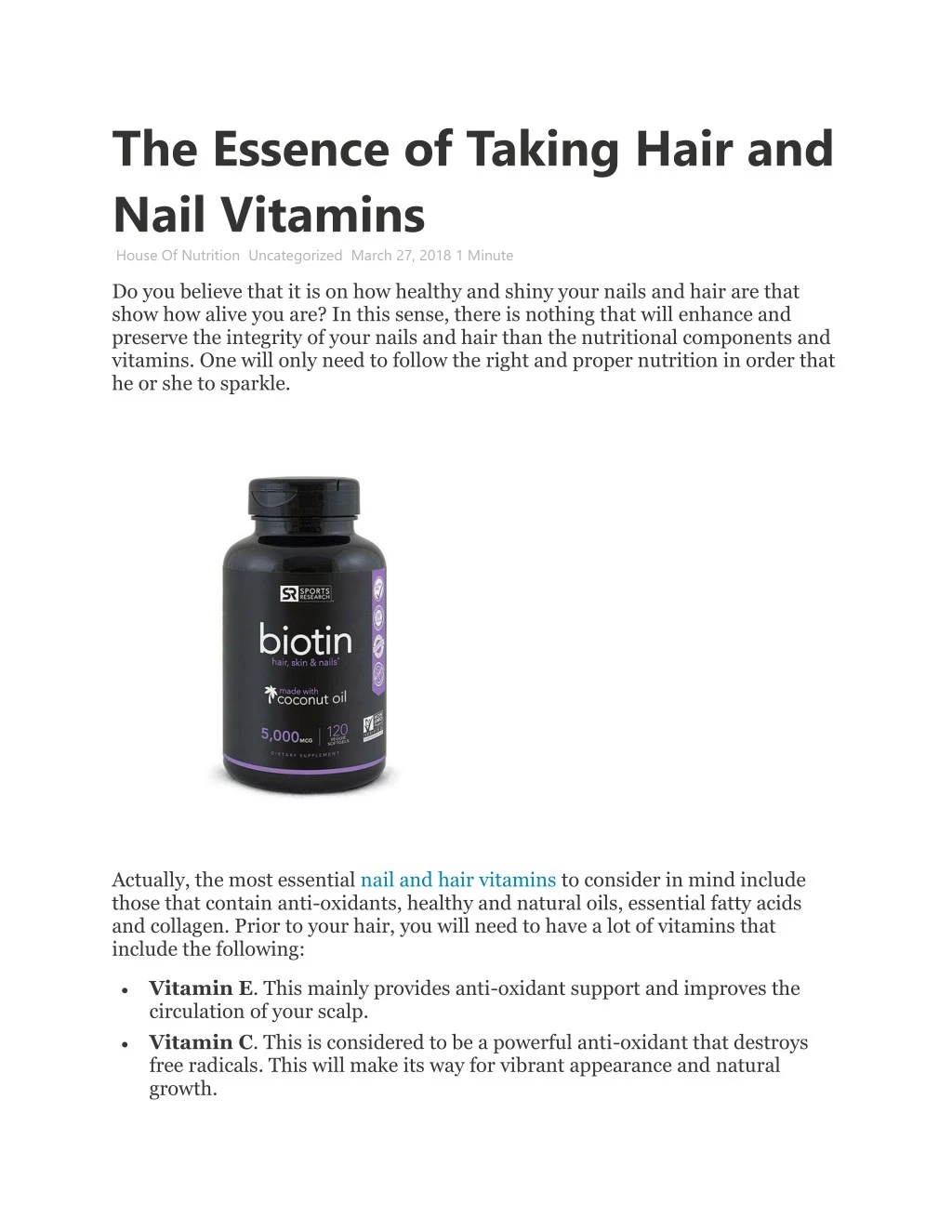 the essence of taking hair and nail vitamins