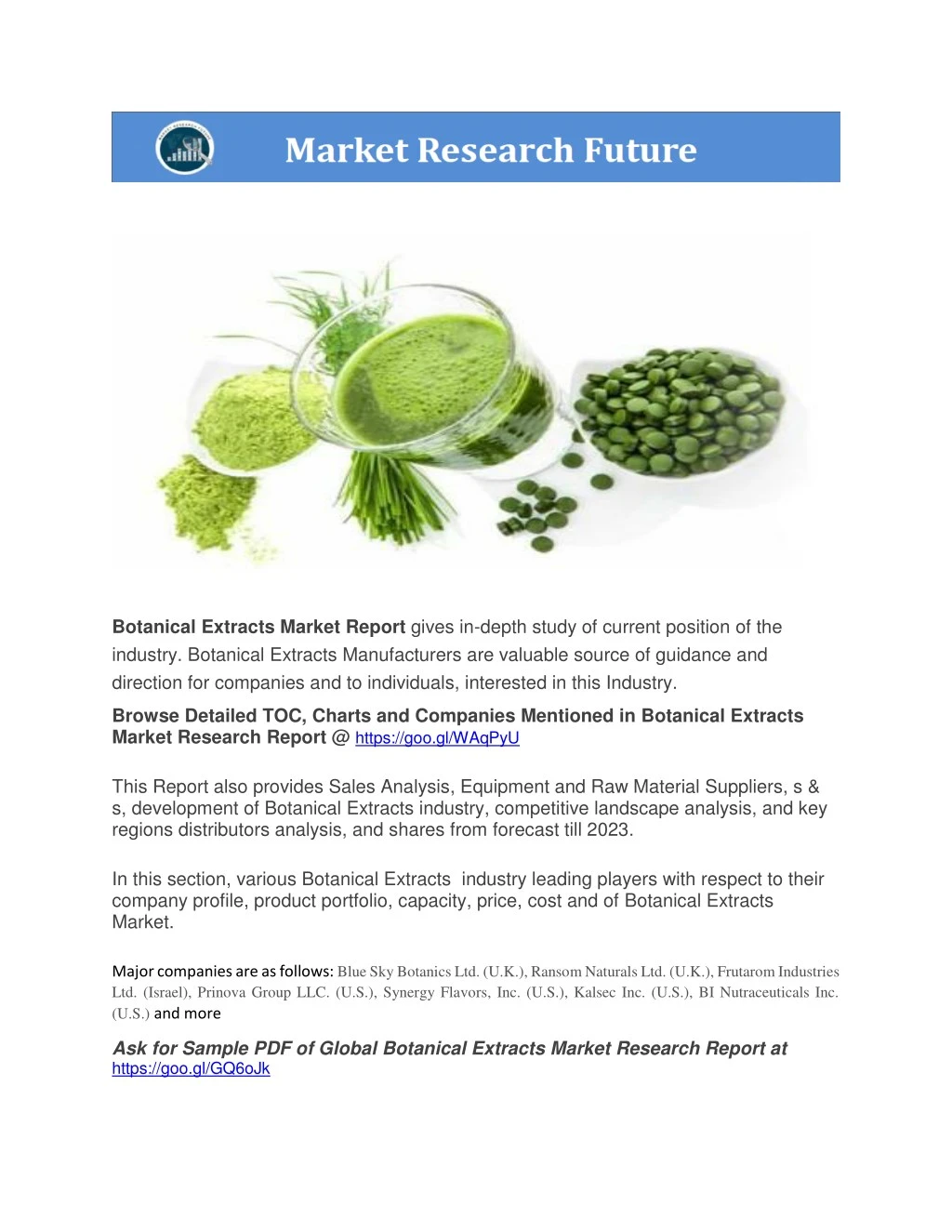 botanical extracts market report gives in depth