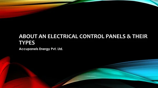 About an electrical control panels & their Types