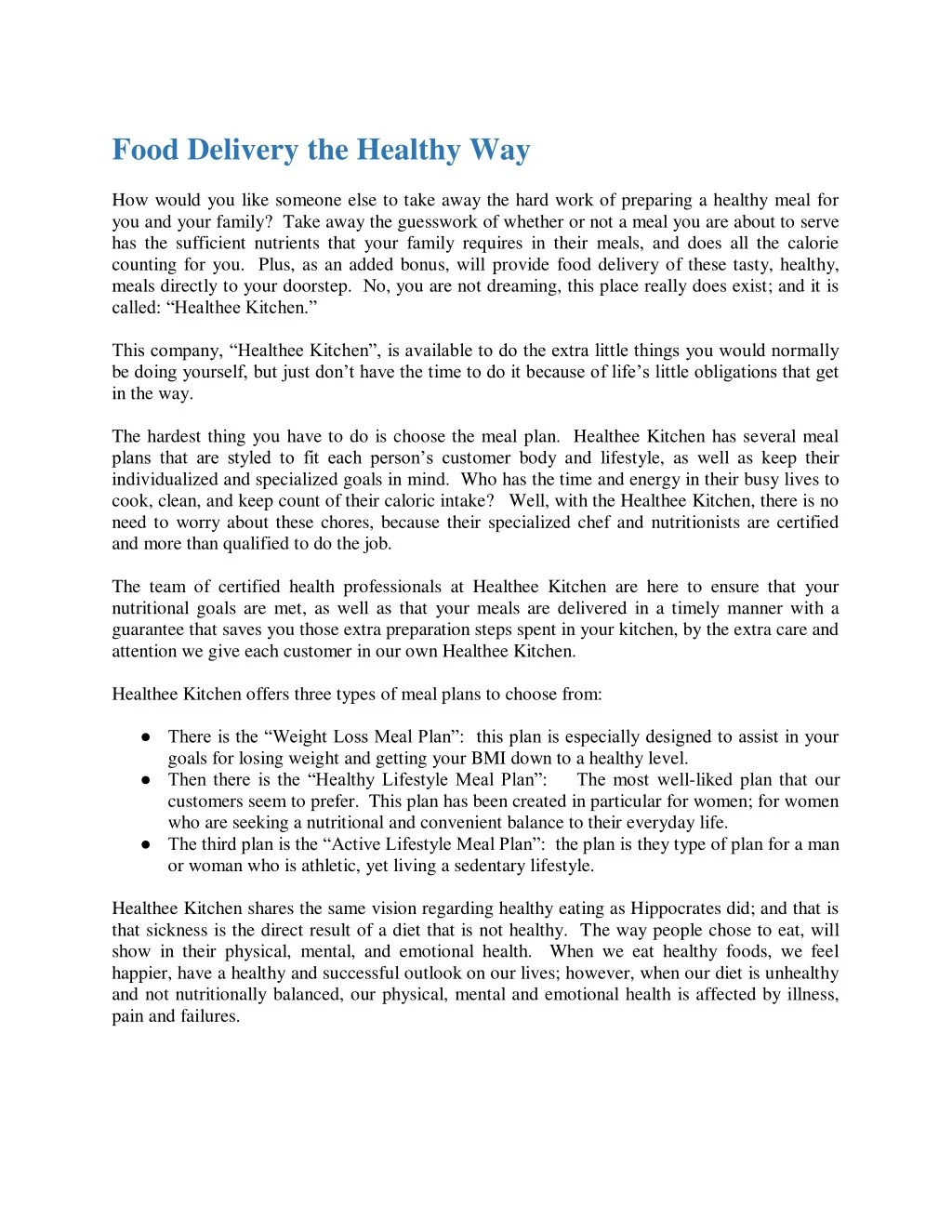 food delivery the healthy way how would you like