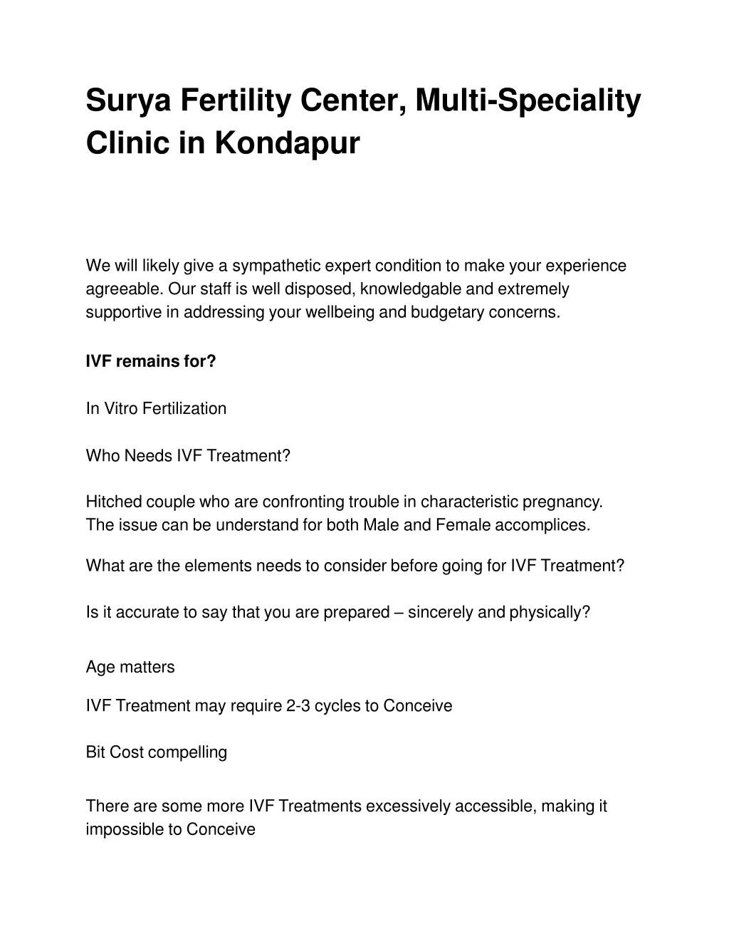 surya fertility center multi speciality clinic in kondapur