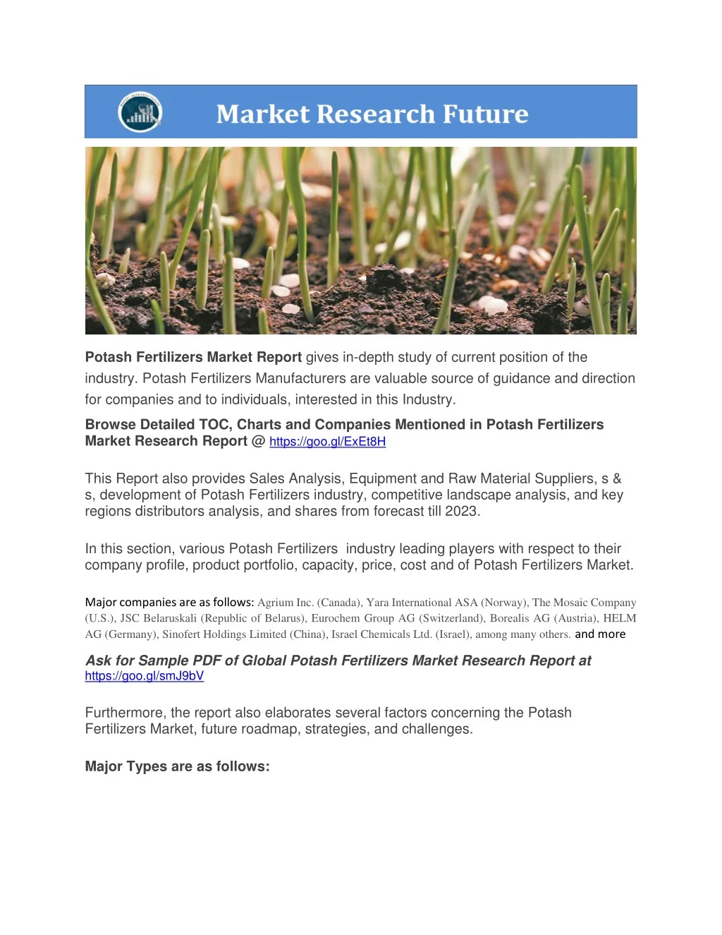 potash fertilizers market report gives in depth