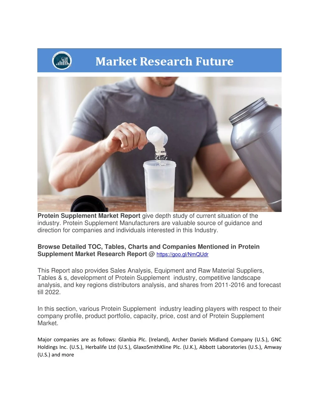 protein supplement market report give depth study
