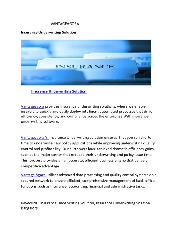 Insurance Underwriting Solution