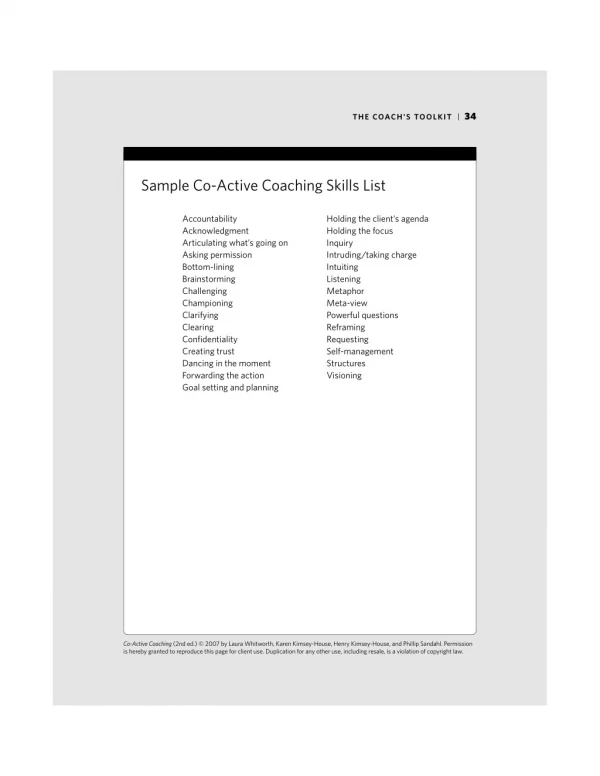Co Active Coaching Skills List