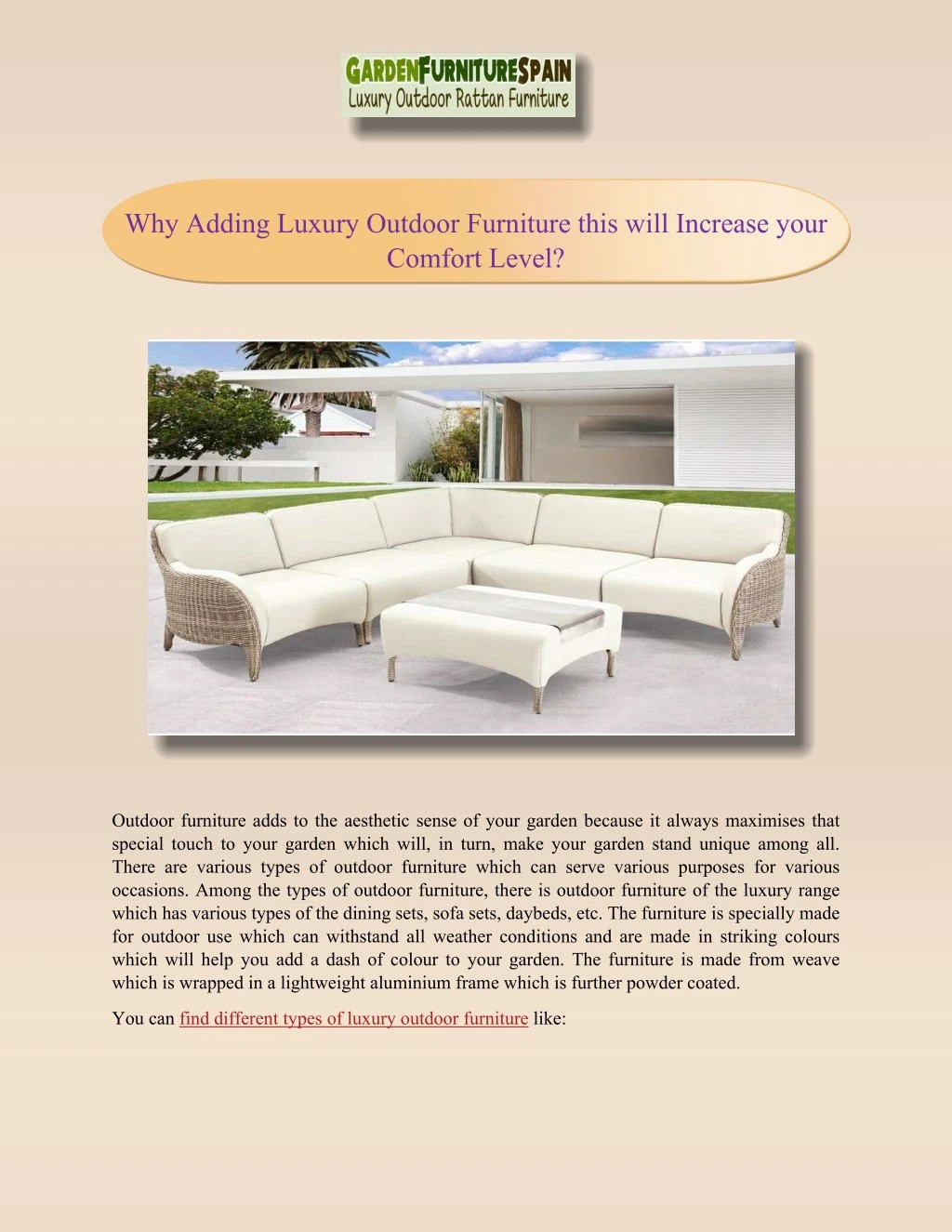 why adding luxury outdoor furniture this will