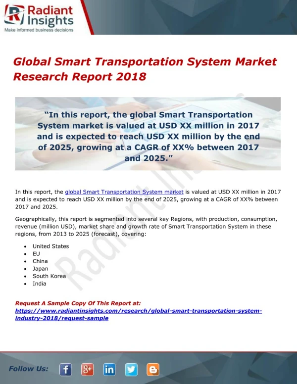 Global Smart Transportation System Market Research Report 2018