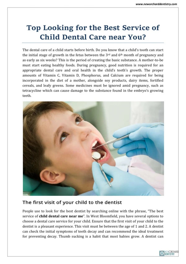 Child Dental Care Near Me | New Orchard Dentistry